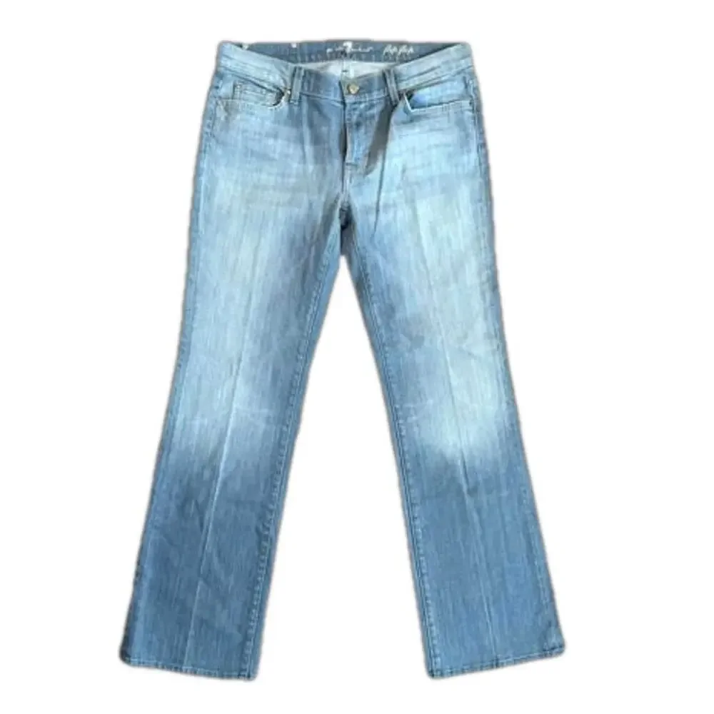 7 For All Man Kind Flip Flop Low Rise Boot Cut Light Wash Denim Jeans Size 31